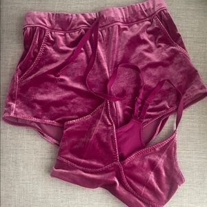 Fabletics Velvet Bralette and Shorts Set - Magenta